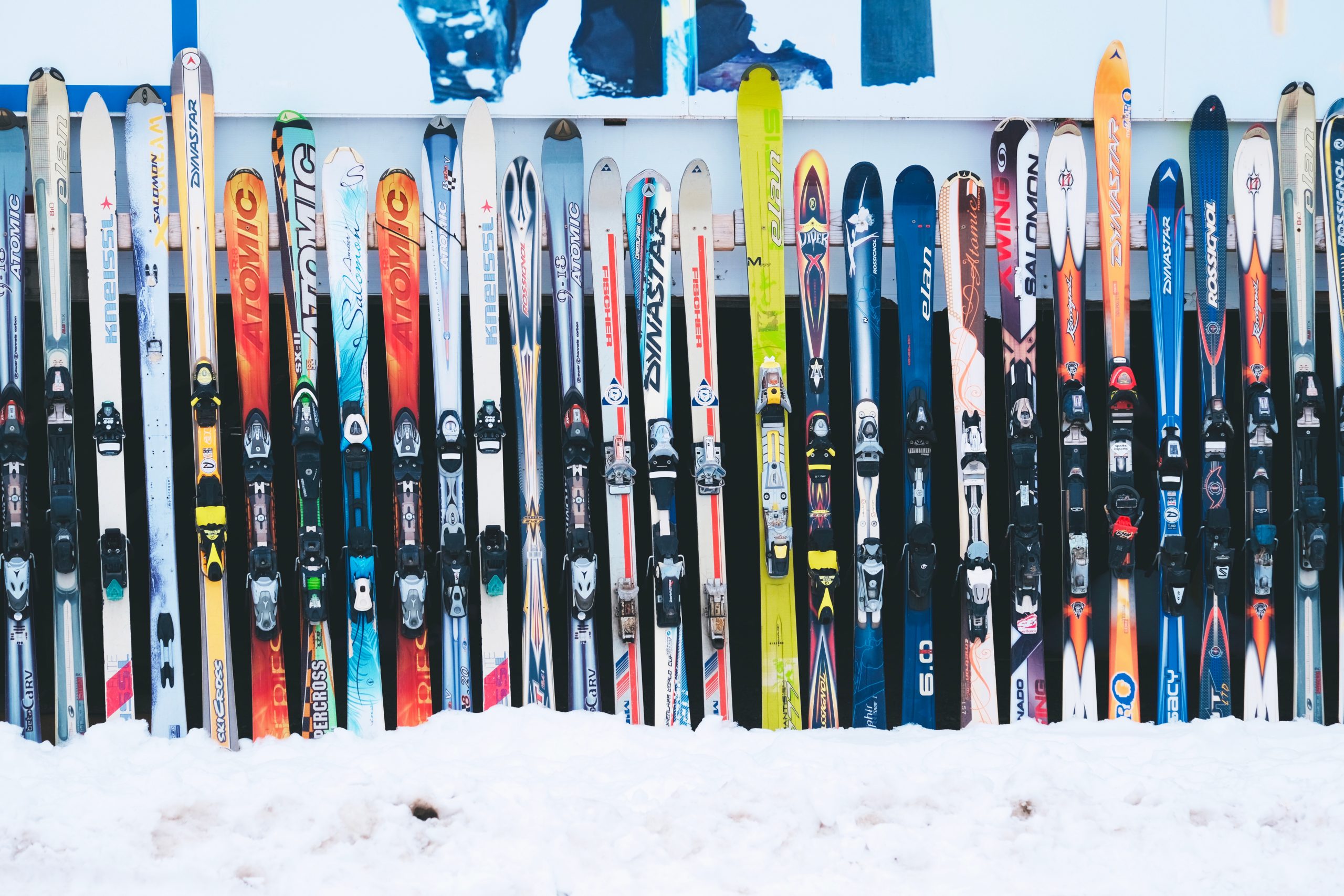 snowboards resting in the snow