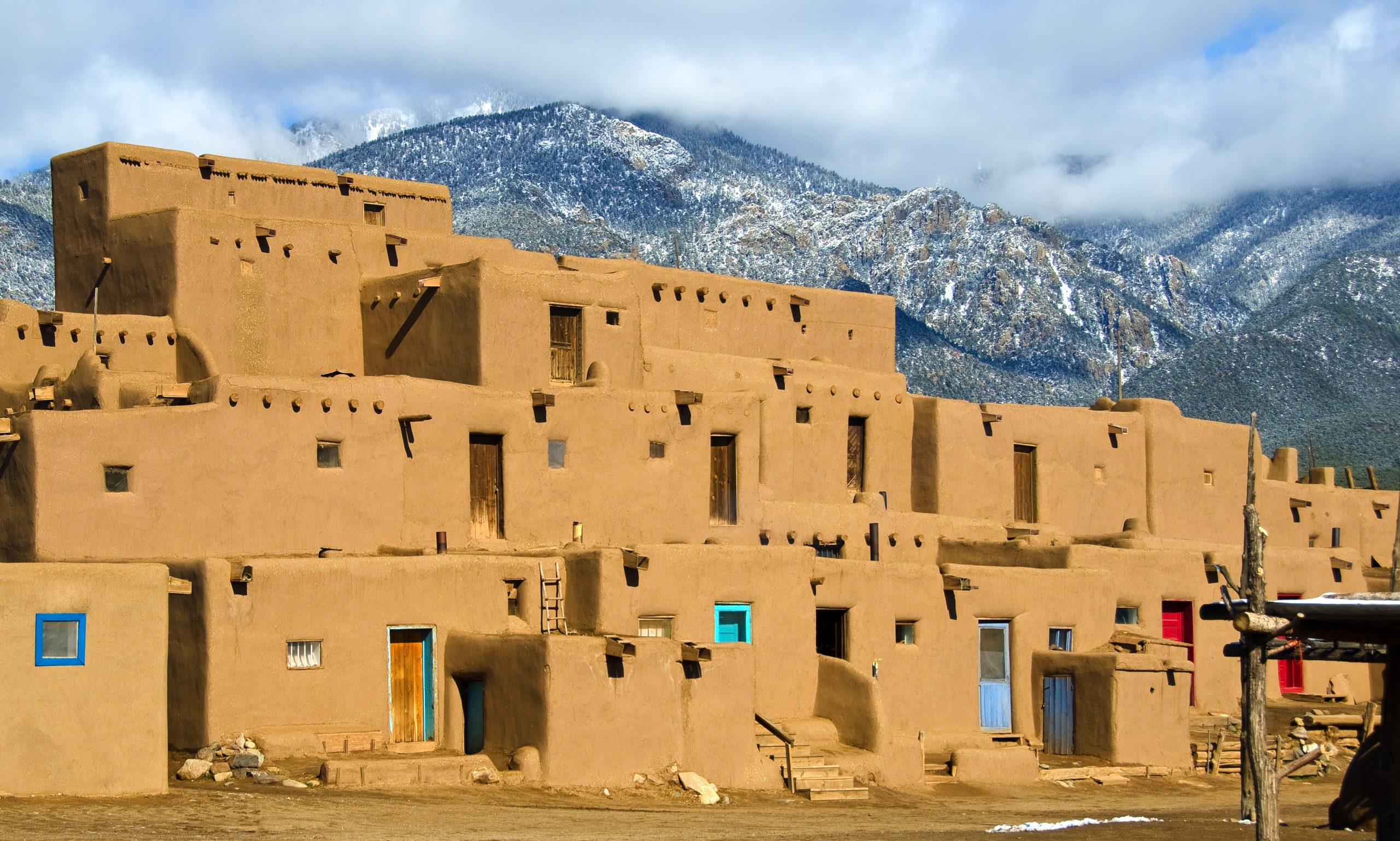 a mountain covered in snow in Taos, New Mexico.